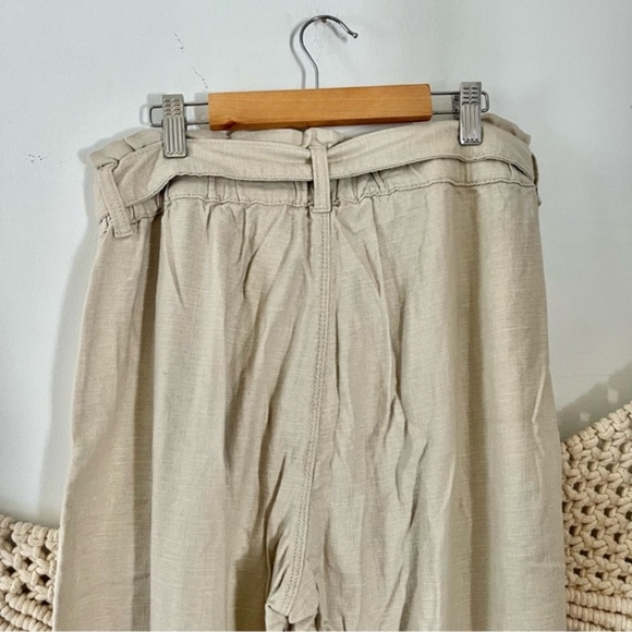 NWT BlankNYC Cream Tan Rayon Linen Paperbag Waist Wide Leg Pants. - Picture 8 of 10
